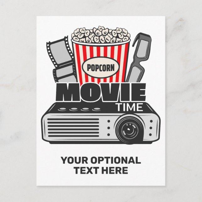 Custom Text & Colour Movie Time Postcard (Front)
