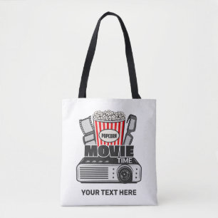 Custom Text & Colour Movie Time Tote Bag