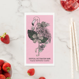 Custom Text & Colour Pink Flamingo Napkin
