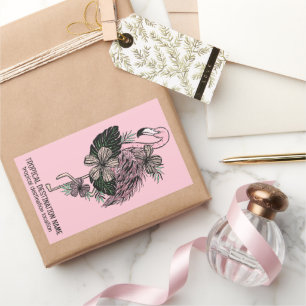 Custom Text & Colour Pink Flamingo Rectangular Sticker