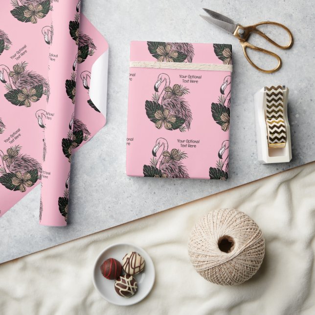 Custom Text & Colour Pink Flamingo Wrapping Paper (Crafts)