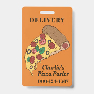 Custom Text & Colour Pizza Slice badges ID Badge