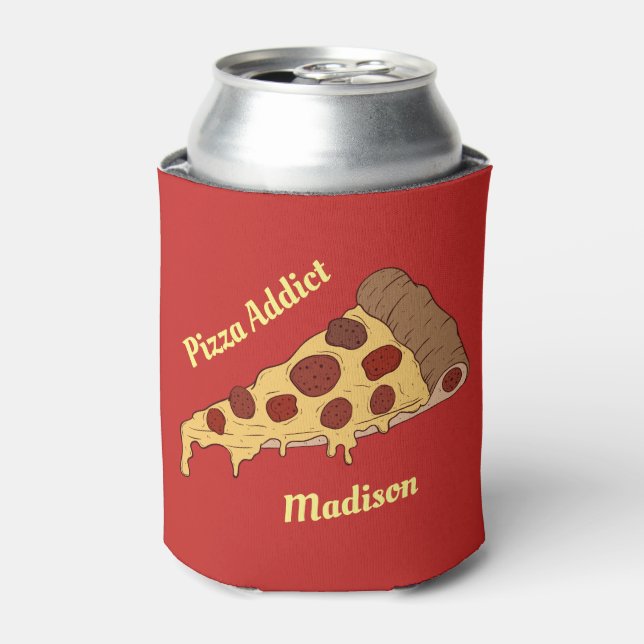 Custom Text & Colour Pizza Slice Can Cooler (Can Front)