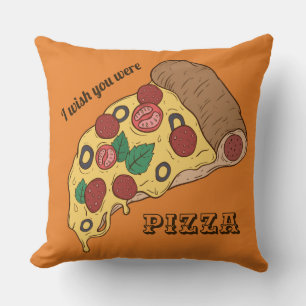 Custom Text & Colour Pizza Slice throw pillows