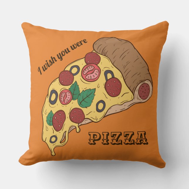 Custom Text & Colour Pizza Slice throw pillows (Front)