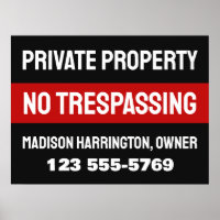 Custom Text & Colour Private Property