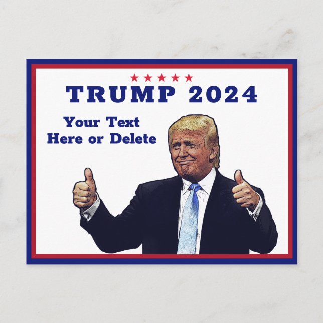 Custom Text/Colour RWB Trump 2024 Thumbs Up Funny Postcard (Front)