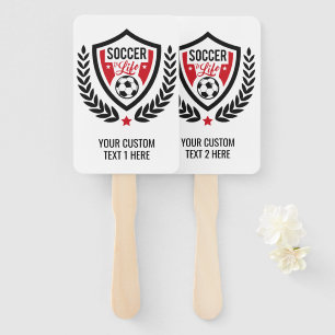 Custom text & colour Soccer Logo hand fans