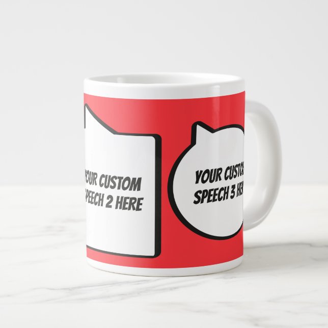 Custom Text & Colour Speech Bubbles Large Coffee Mug (Front Right)