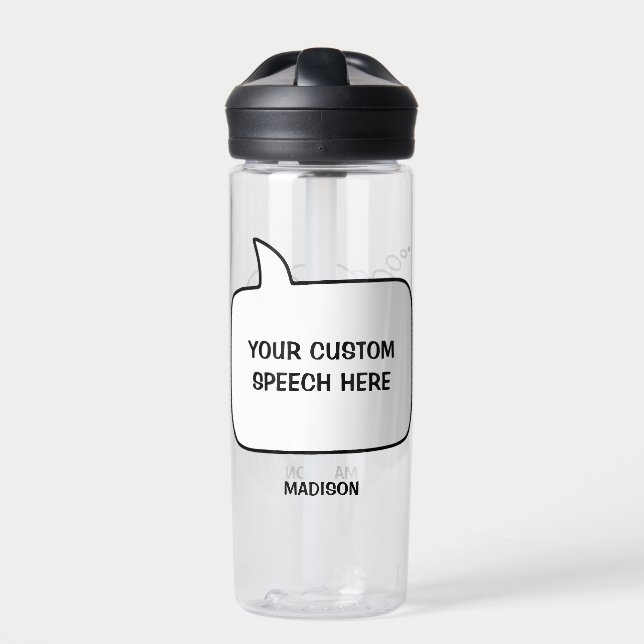 Custom Text & Colour Speech Bubbles Water Bottle (Front)