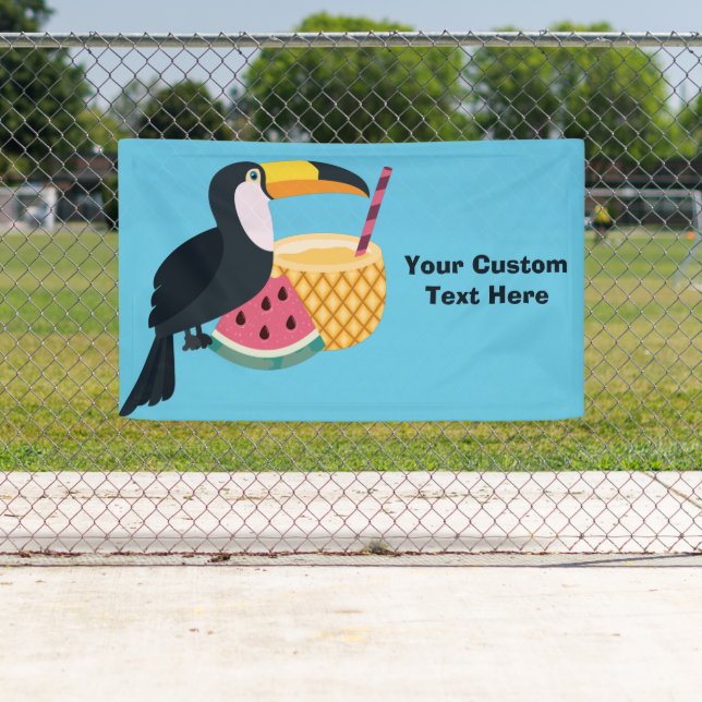 Custom text & colour Toucan Illustration Banner (Insitu)