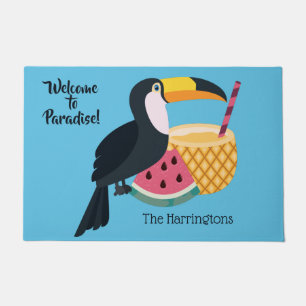 Custom text & colour Toucan Illustration Doormat