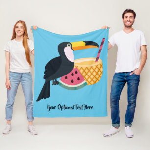 Custom text & colour Toucan Illustration Fleece Blanket
