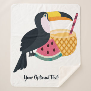 Custom text & colour Toucan Illustration Sherpa Blanket