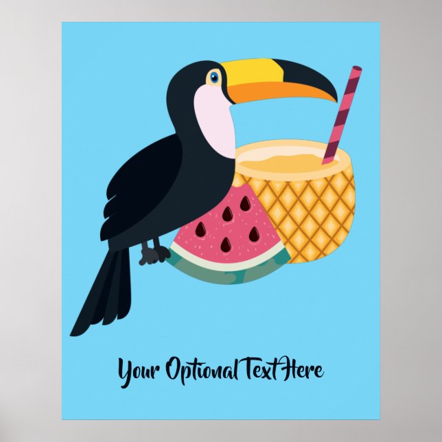 Custom Text & Colour Toucan Poster (Front)