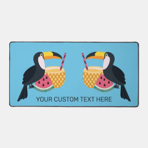 Custom Text & Colour Tropical Toucans Desk Mat