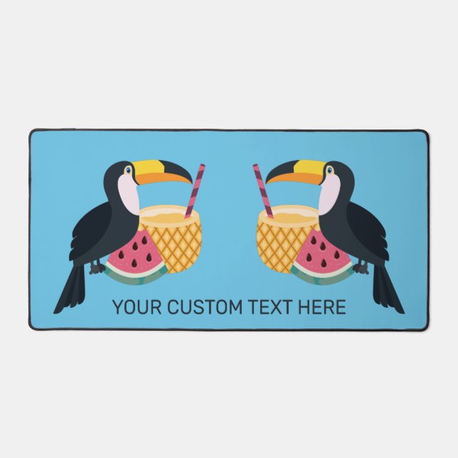 Custom Text & Colour Tropical Toucans Desk Mat (Front)