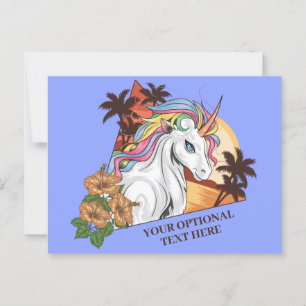 Custom Text & Colour Tropical Unicorn Postcard