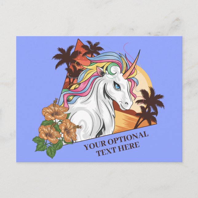 Custom Text & Colour Tropical Unicorn Postcard (Front)