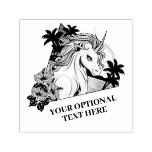 Custom Text & Colour Tropical Unicorn Self-inking Stamp