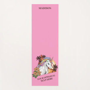 Custom Text & Colour Tropical Unicorn Yoga Mat