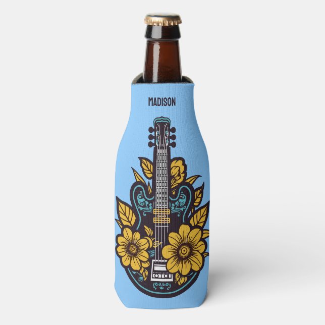 Custom Text & Colour Ukulele Bottle Cooler (Bottle Front)