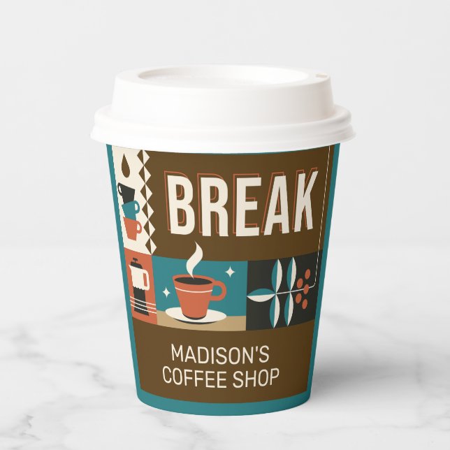 Custom Text Colourful Coffee Quotes Paper Cups (Front)