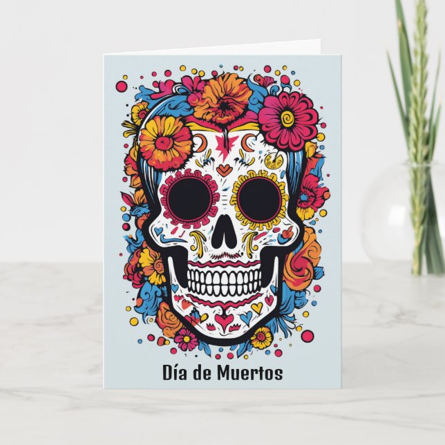 Custom text 💀 colourful Día de Muertos Card (Front)