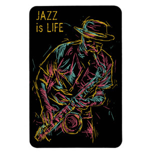 Custom text Colourful Jazz Player Magnet