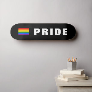 Custom Text Colourful LGBTQ Rainbow Gay Pride Flag Skateboard