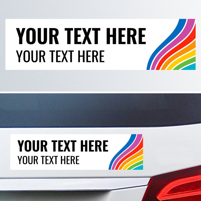Custom Text Colourful Rainbow Wave Bumper Sticker (Creator Uploaded)