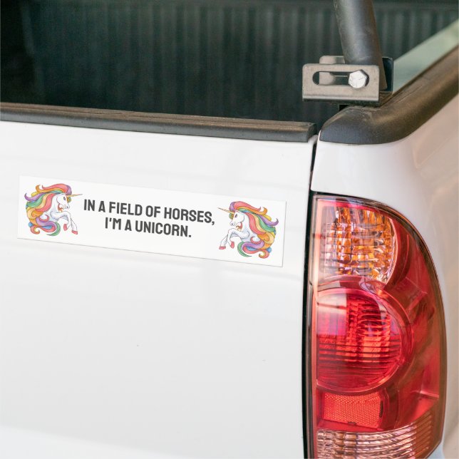 Custom Text Colourful Unicorn Bumper Sticker (On Truck)