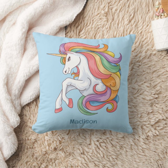 Custom Text Colourful Unicorn Cushion (Blanket)