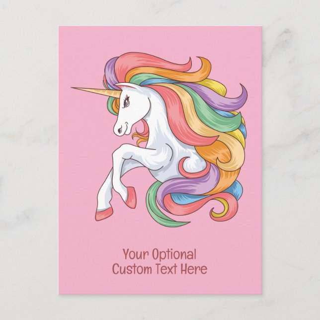 Custom Text Colourful Unicorn Postcard (Front)