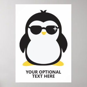Custom text cool penguin poster