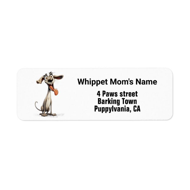 Custom text, cool whippet return address label (Front)