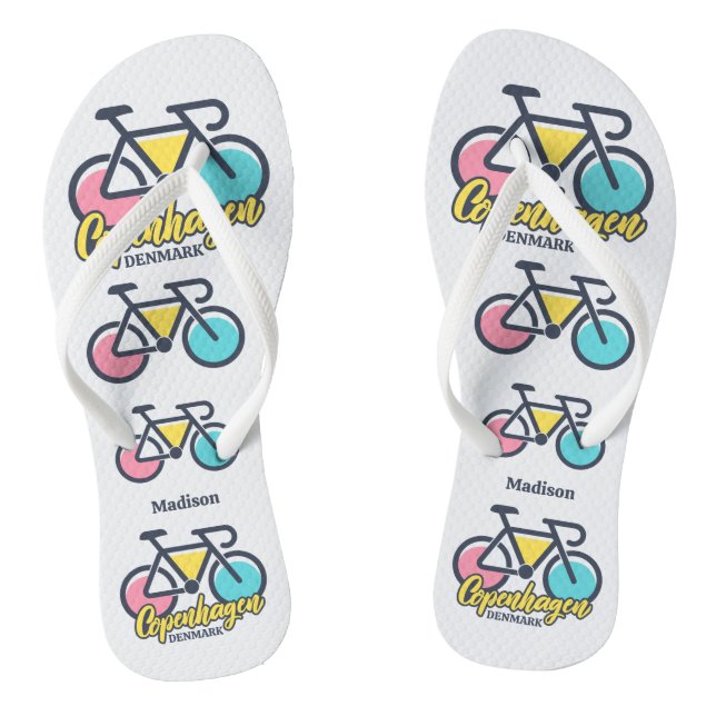 Custom Text Copenhagen Denmark Thongs (Footbed)