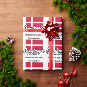 Custom Text Copenhagen Denmark Wrapping Paper