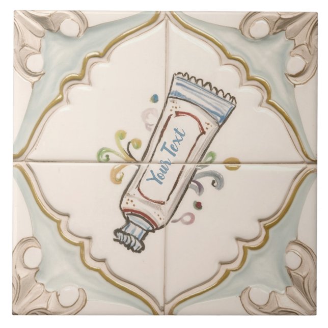 Custom Text Cosmetics Tube Funny Bathroom Ceramic Tile (Front)