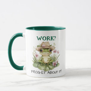 Custom Text Cottagecore Frog in Straw Hat Mug