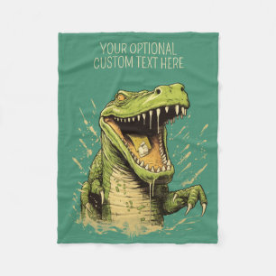 Custom Text Crocodile Fleece Blanket