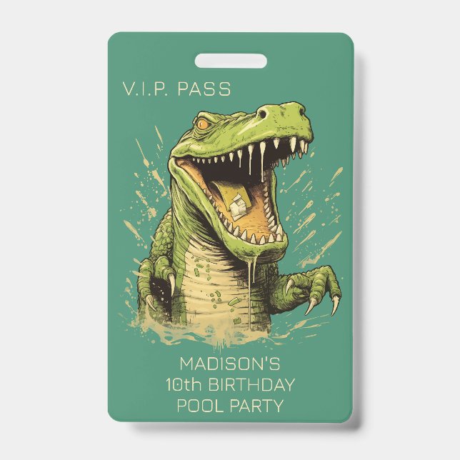 Custom Text Crocodile ID Badge (Front)
