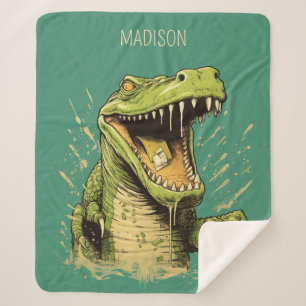 Custom Text Crocodile Sherpa Blanket