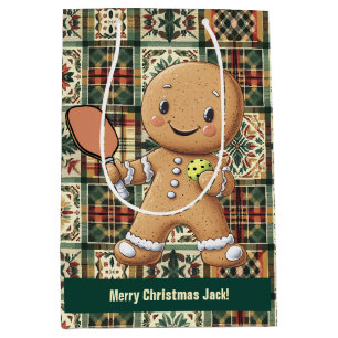 Custom text Crumbly Christmas Rally Gingerbread Medium Gift Bag