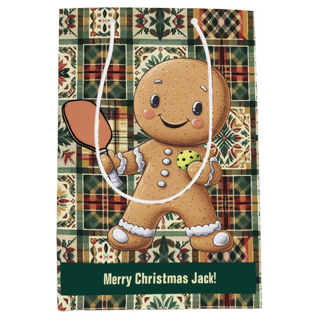Custom text Crumbly Christmas Rally Gingerbread  Medium Gift Bag (Front)