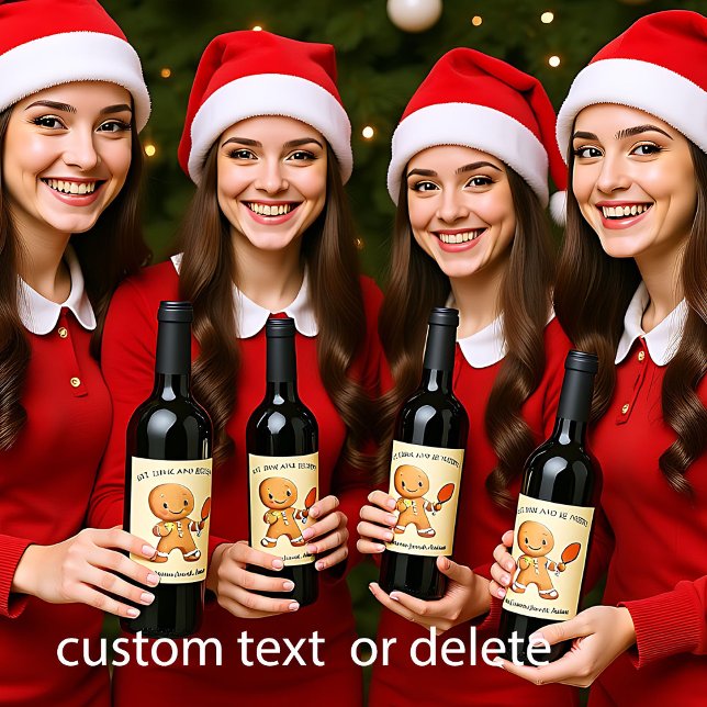 Custom text Crumbly Christmas Rally Gingerbread  Wine Label (Custom text Crumbly Christmas Rally Gingerbread Wine Label)