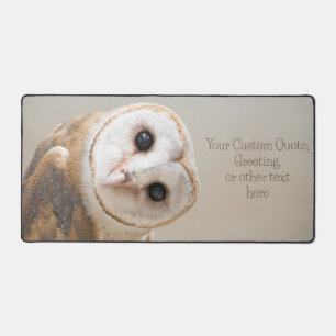 Custom Text Cute Barn Owl Desk Mat