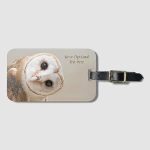 Custom Text Cute Barn Owl Luggage Tag