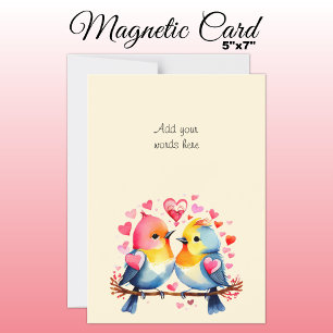 Custom text cute birds magnetic card