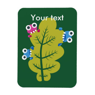 Custom Text Cute Bugs Eat Green Leaf Magnet